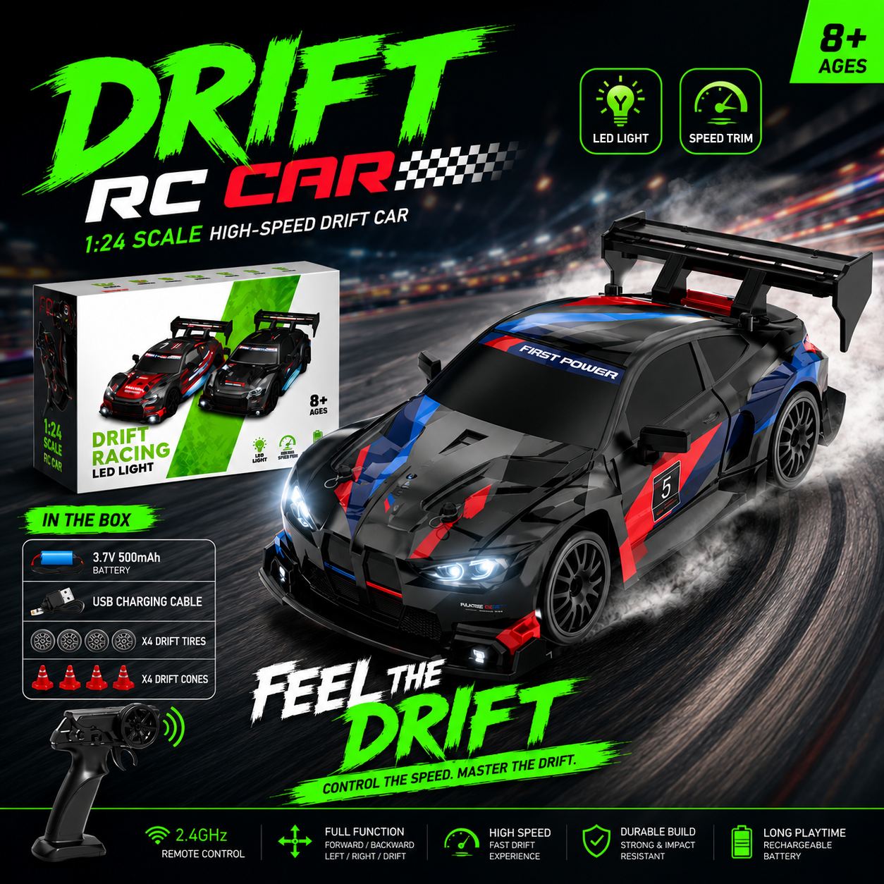 1/24 Racing Car Wireless Remote Control SuperFast Drift Car